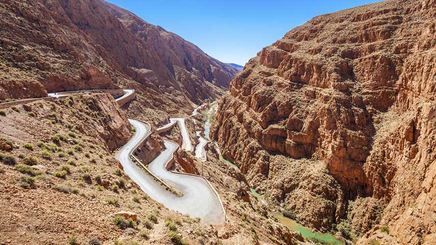 Winding road through the Dades Gorge, Morocco